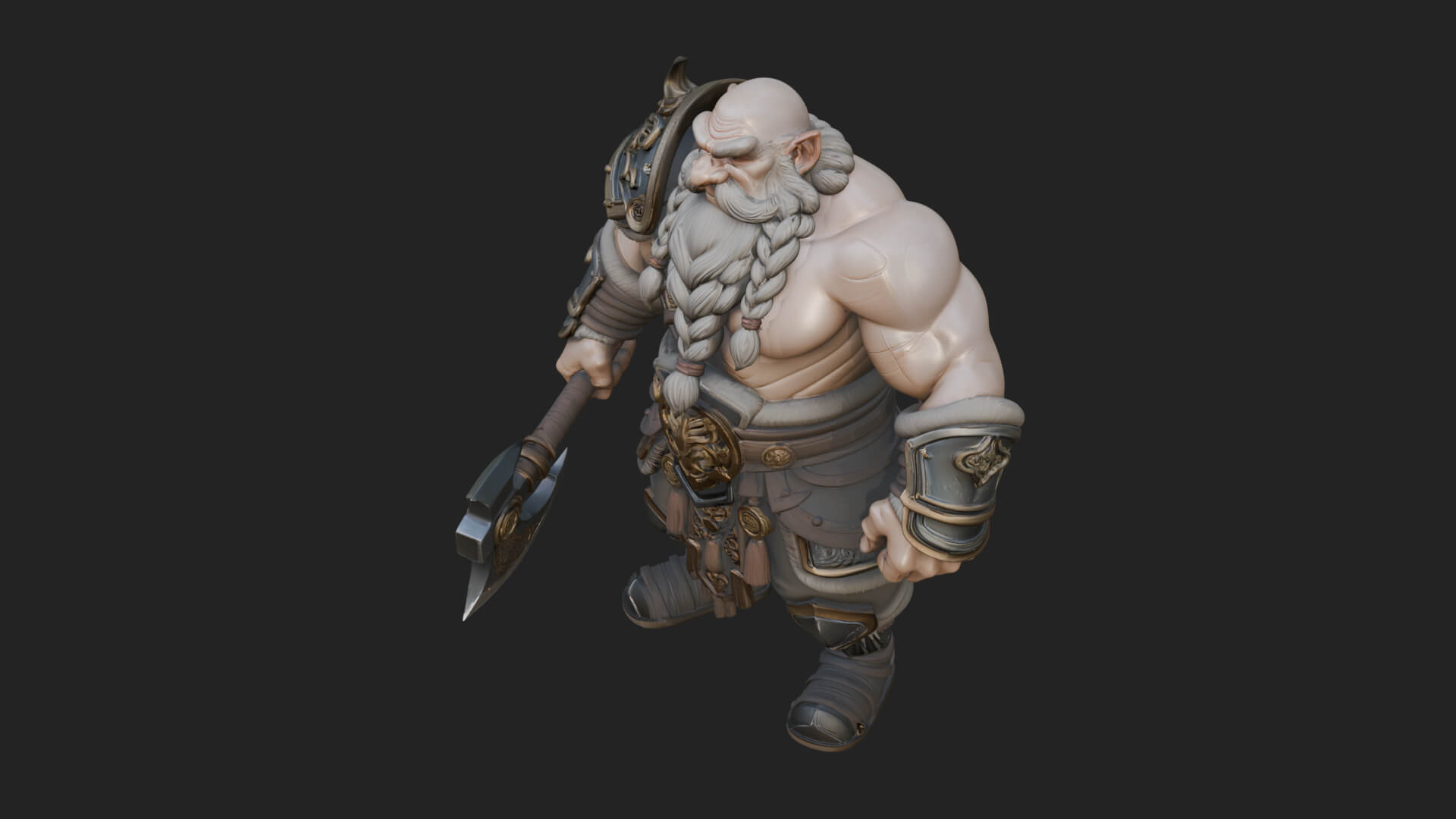 Dwarf Warrior Statue Design 4 3D Print Model 3D Model