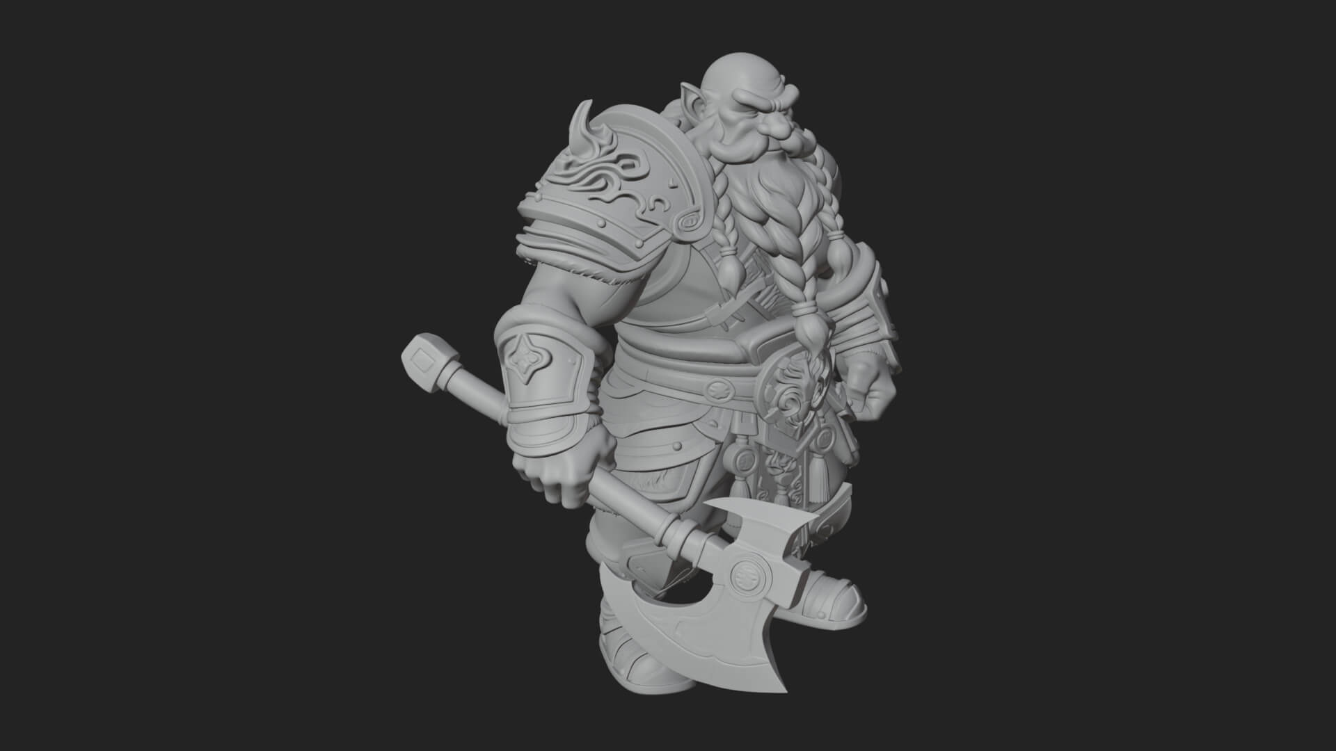 Dwarf Warrior Statue Design 4 3D Print Model 3D Model