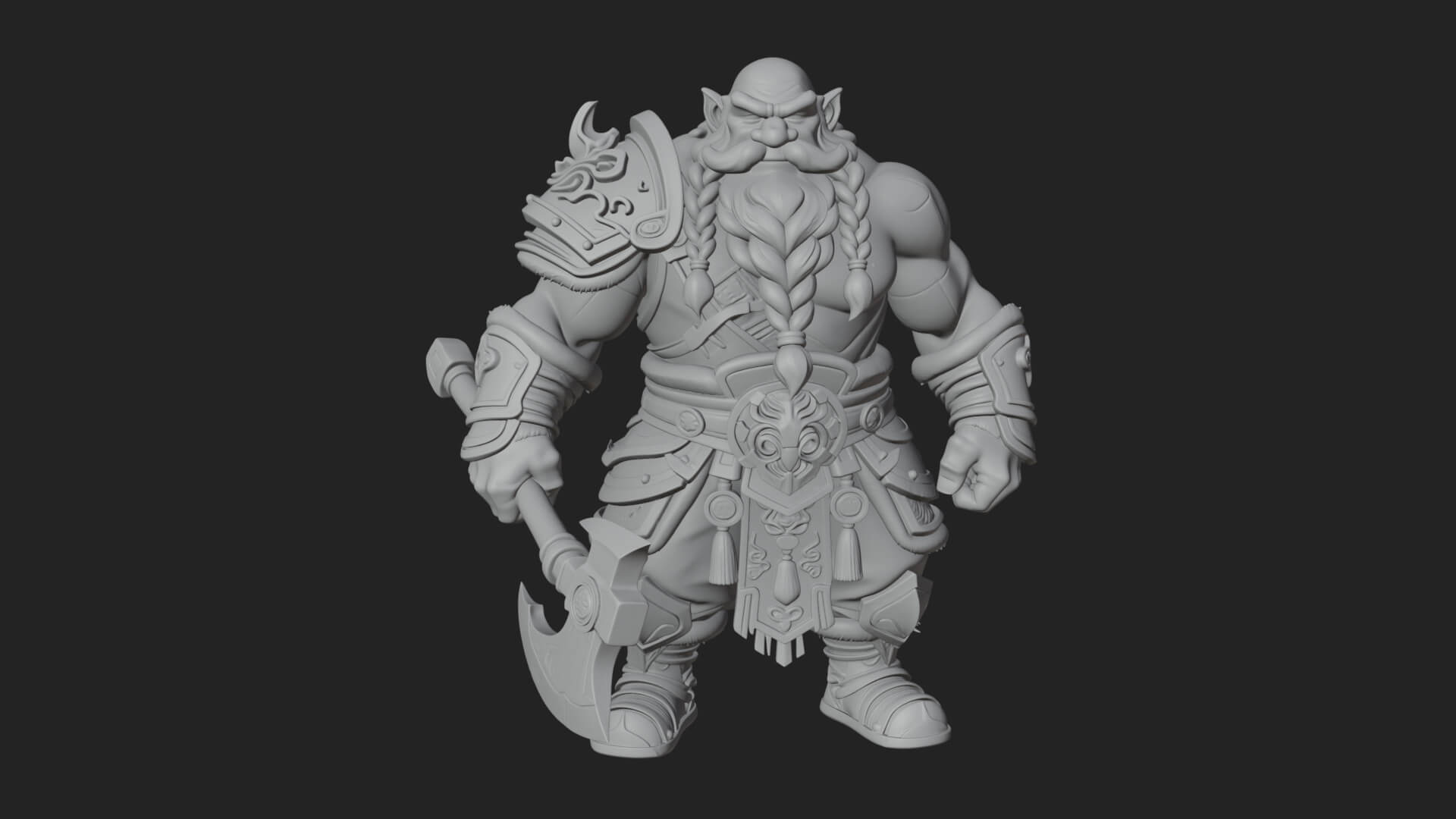 Dwarf Warrior Statue Design 4 3D Print Model 3D Model