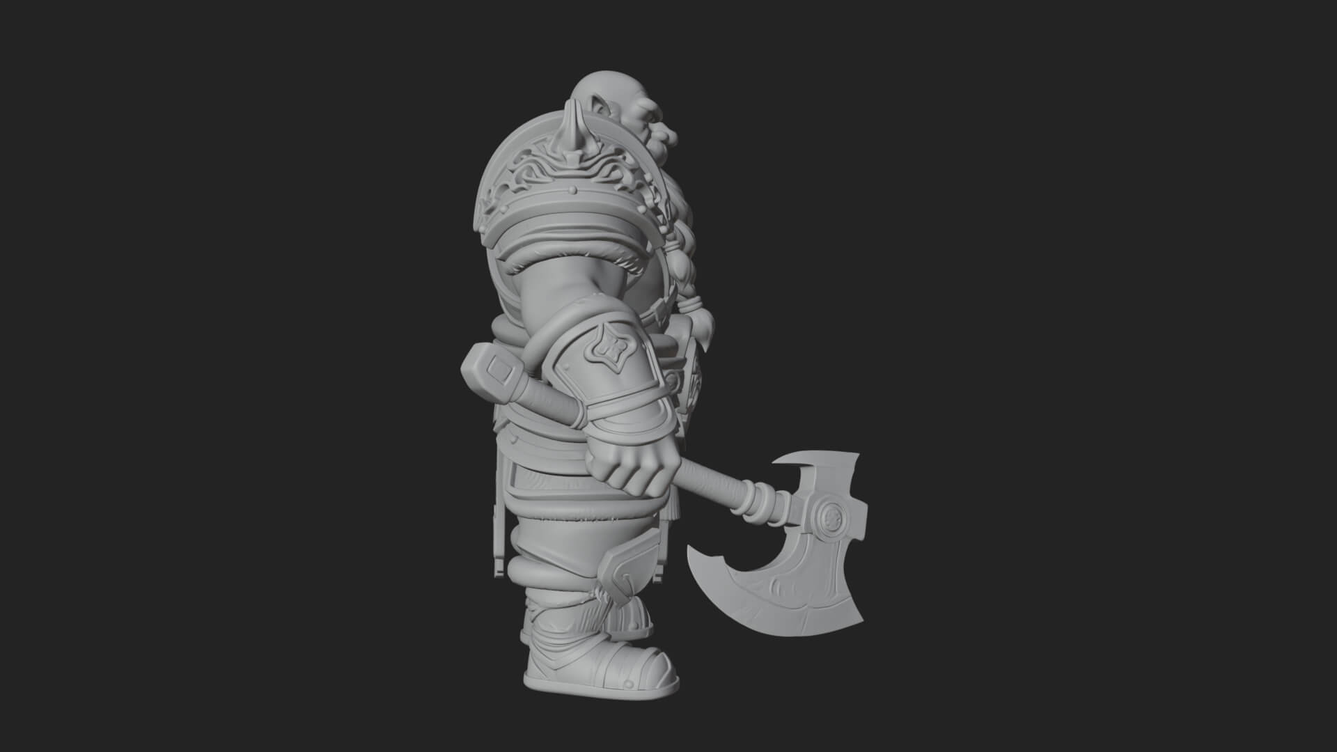 Dwarf Warrior Statue Design 4 3D Print Model 3D Model