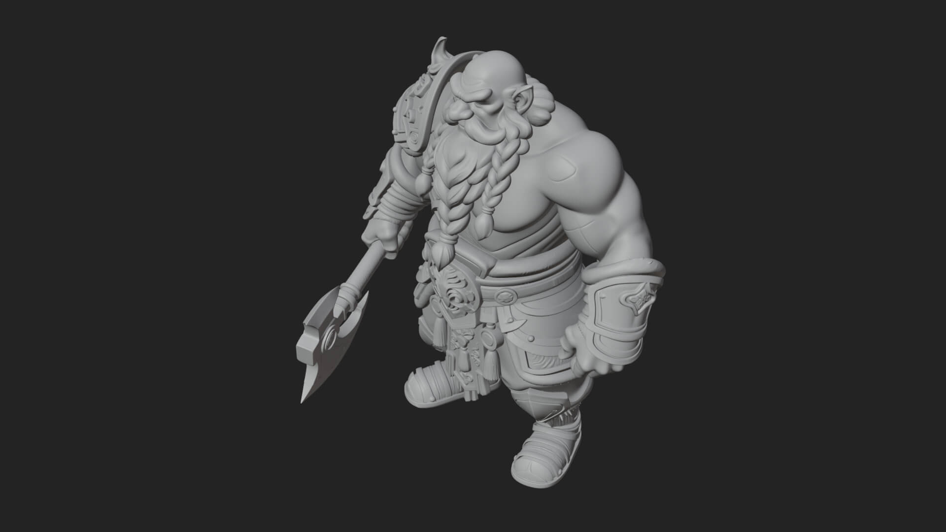 Dwarf Warrior Statue Design 4 3D Print Model 3D Model