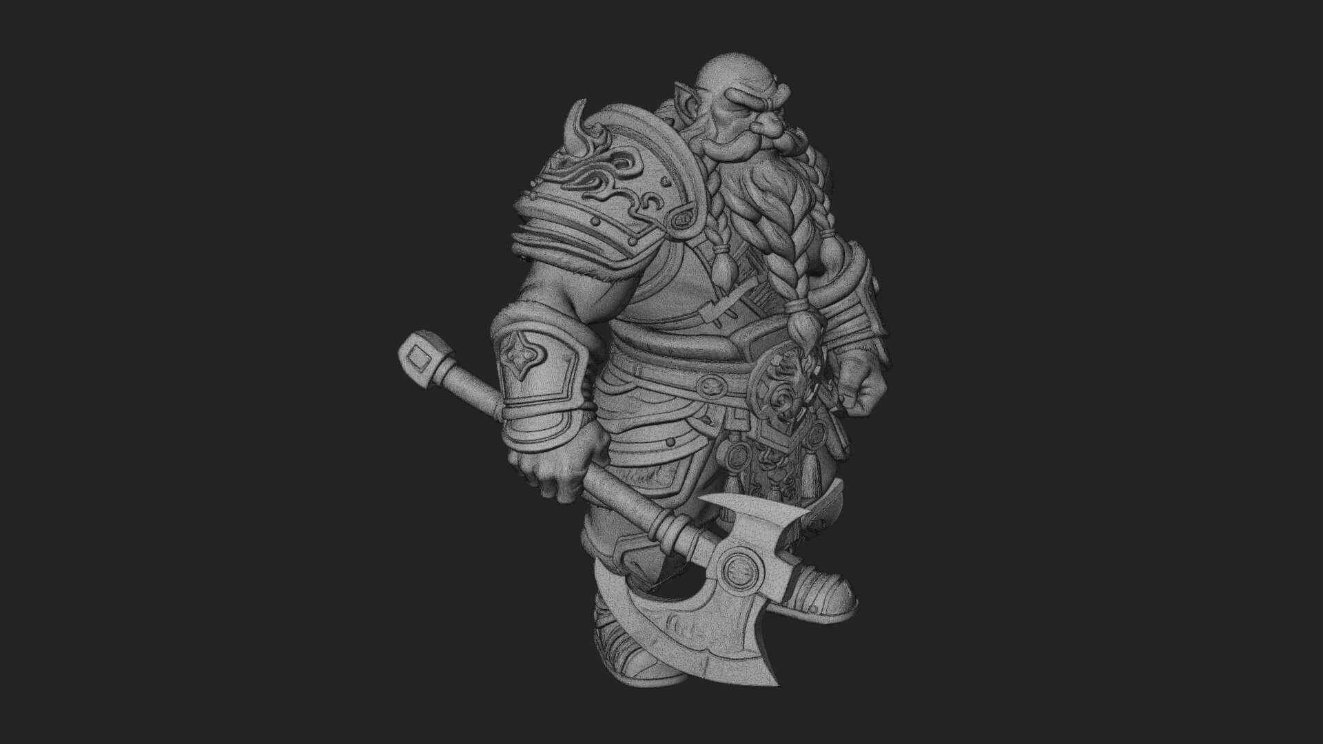 Dwarf Warrior Statue Design 4 3D Print Model 3D Model