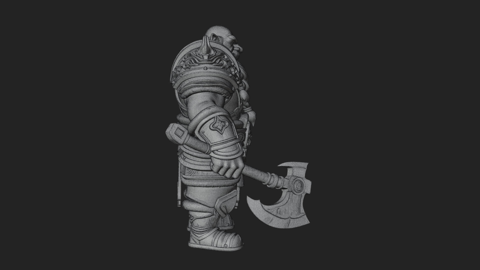 Dwarf Warrior Statue Design 4 3D Print Model 3D Model
