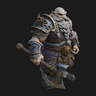 Dwarf Warrior Statue Design 4 3D Print Model