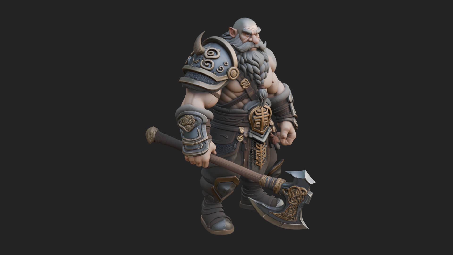 Dwarf Warrior Statue Design 5 3D Print Model 3D Model