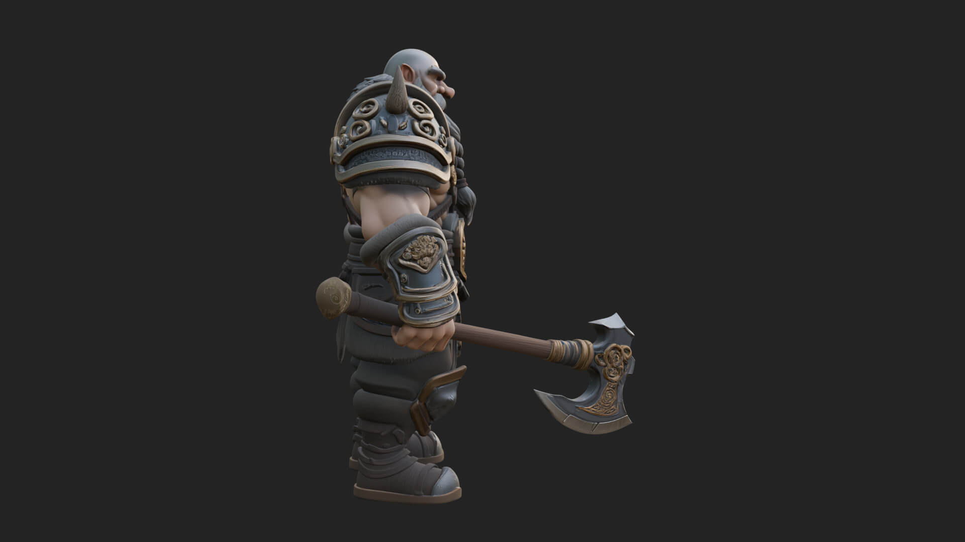 Dwarf Warrior Statue Design 5 3D Print Model 3D Model