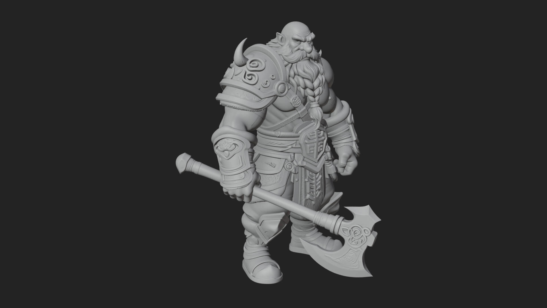 Dwarf Warrior Statue Design 5 3D Print Model 3D Model