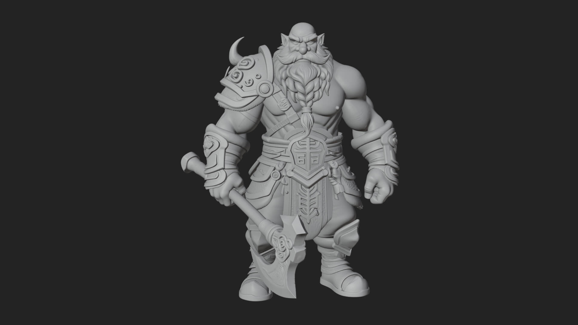 Dwarf Warrior Statue Design 5 3D Print Model 3D Model