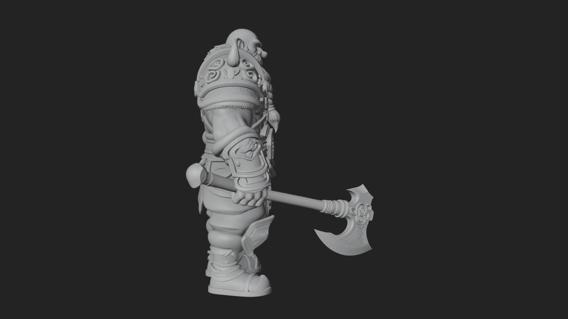 Dwarf Warrior Statue Design 5 3D Print Model 3D Model