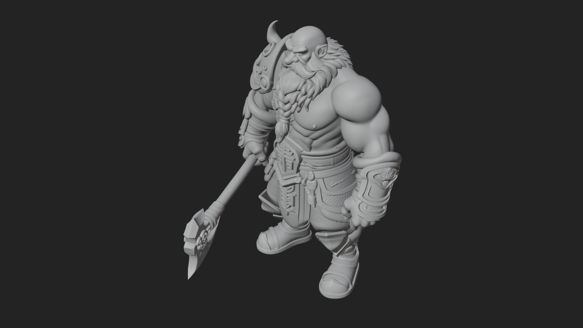 Dwarf Warrior Statue Design 5 3D Print Model 3D Model