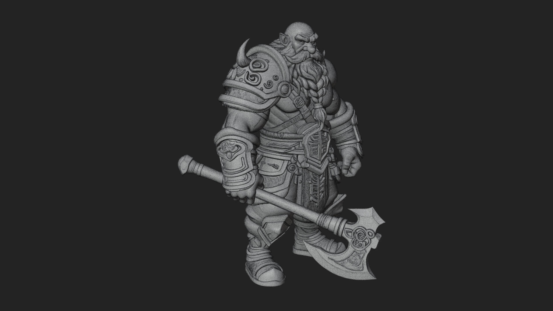 Dwarf Warrior Statue Design 5 3D Print Model 3D Model