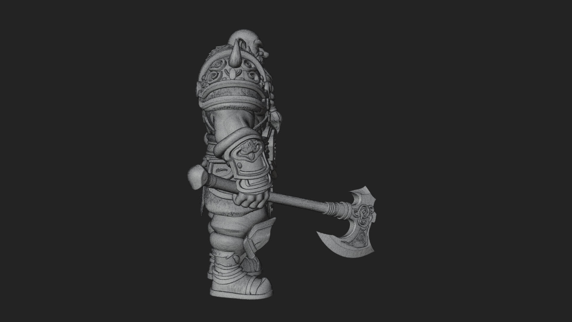 Dwarf Warrior Statue Design 5 3D Print Model 3D Model