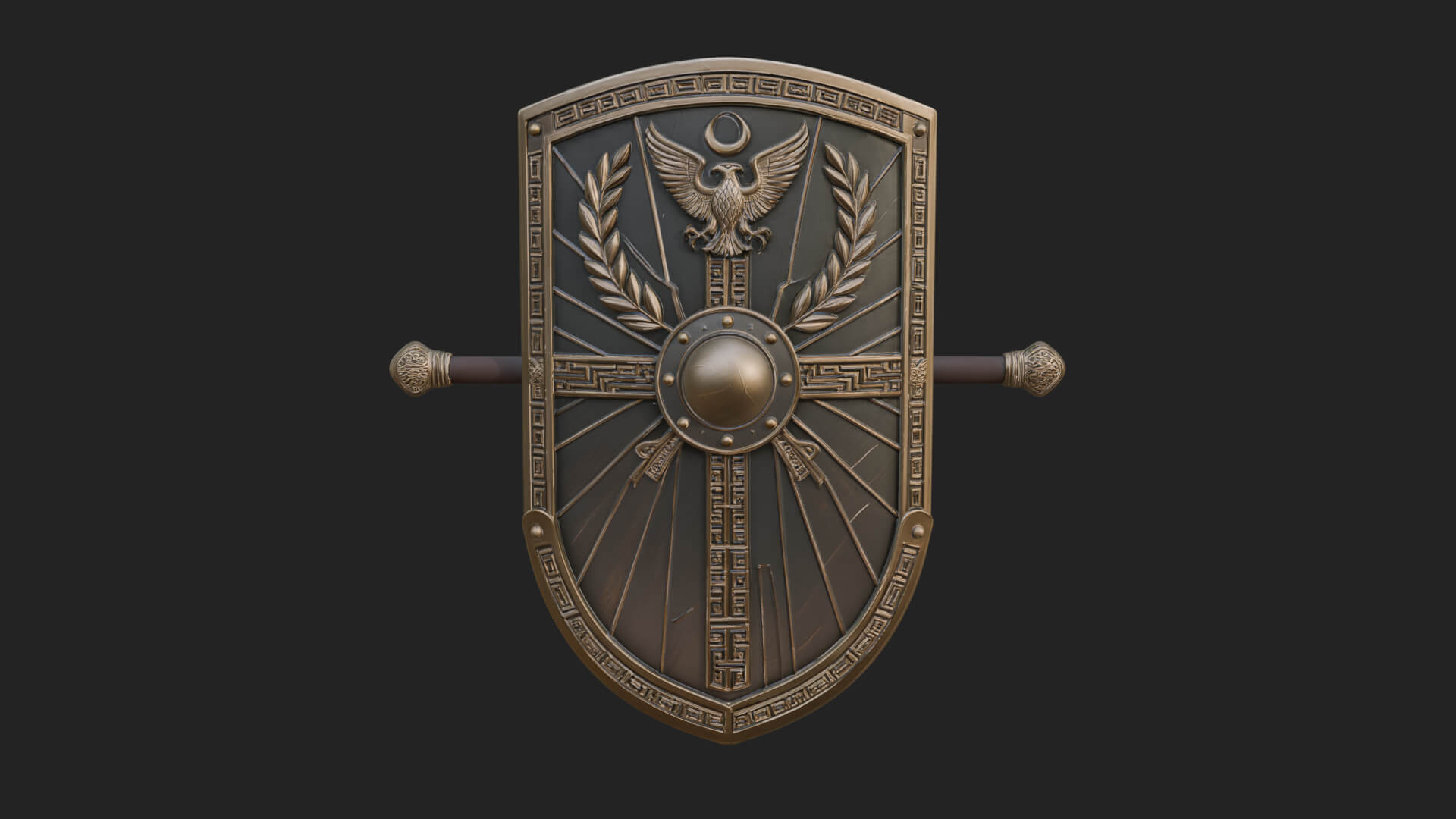 Eagle Crest Oval Shield Model Design 2 3D Print Model 3D Model