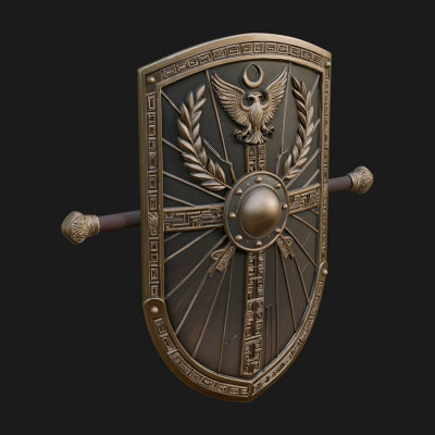 Eagle Crest Oval Shield Model Design 2 3D Print Model