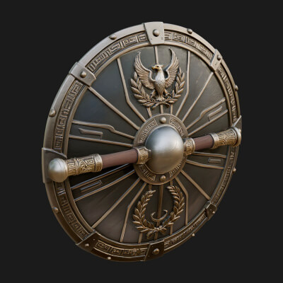 Eagle Crest Oval Shield Model Design 4 3D Print Model