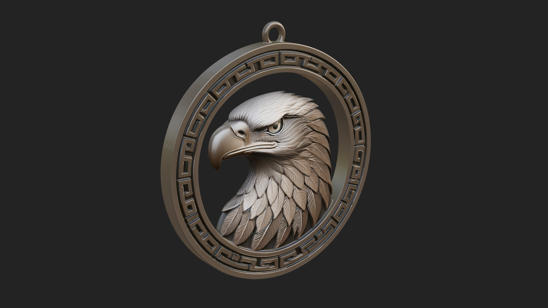 Eagle Head Oval Relief Plaque Design 1 3D Print Model 3D Model