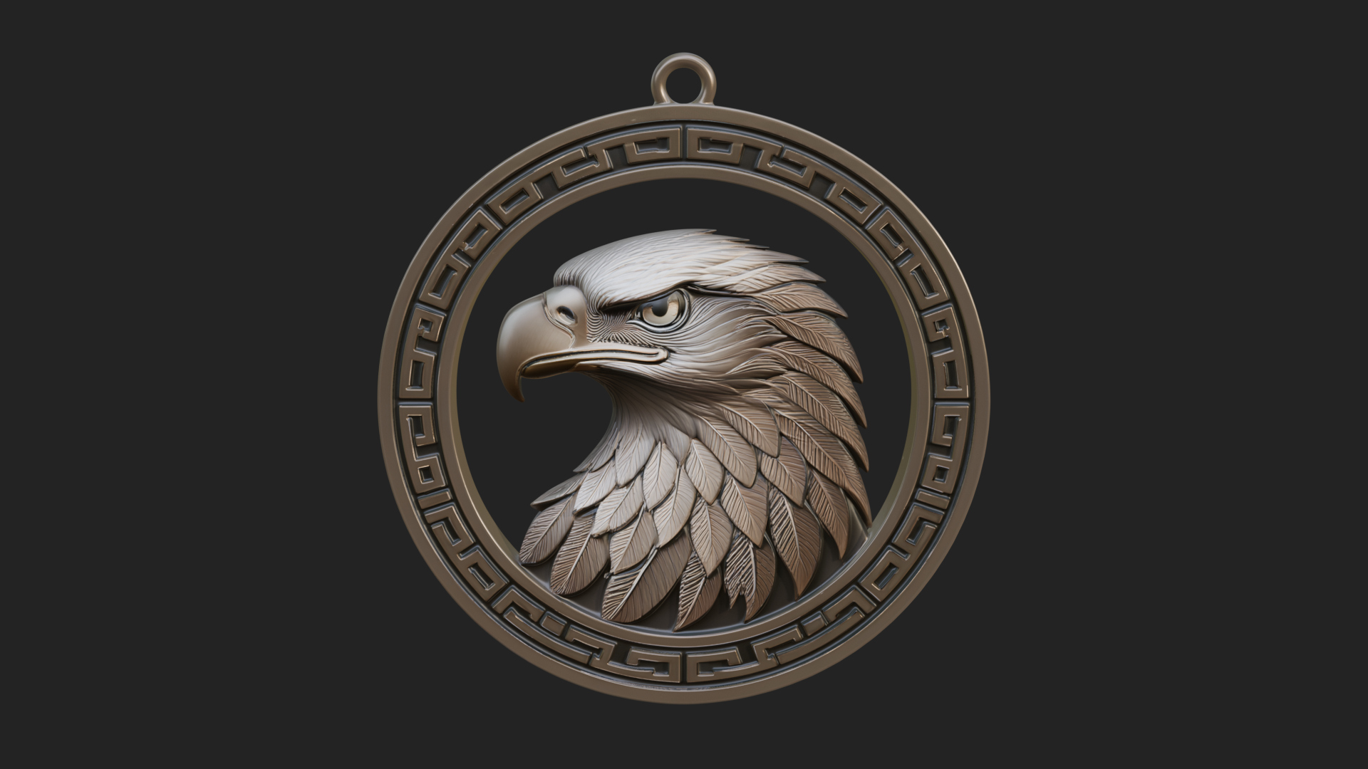 Eagle Head Oval Relief Plaque Design 1 3D Print Model 3D Model