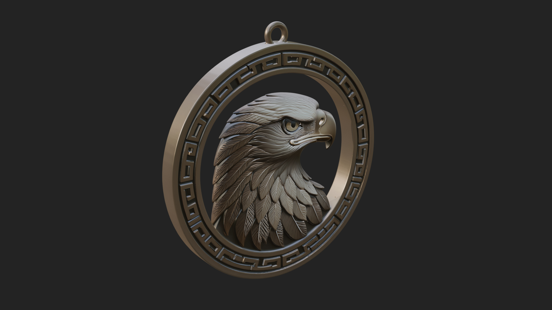 Eagle Head Oval Relief Plaque Design 1 3D Print Model 3D Model