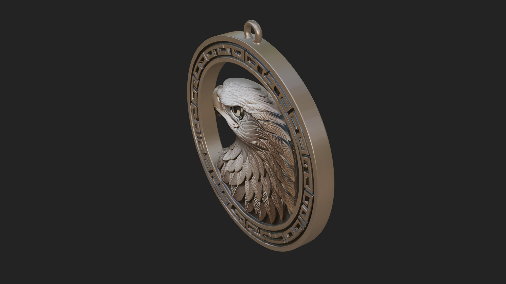 Eagle Head Oval Relief Plaque Design 1 3D Print Model 3D Model