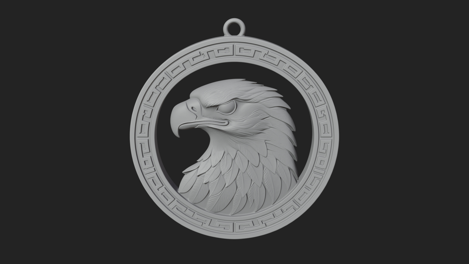 Eagle Head Oval Relief Plaque Design 1 3D Print Model 3D Model