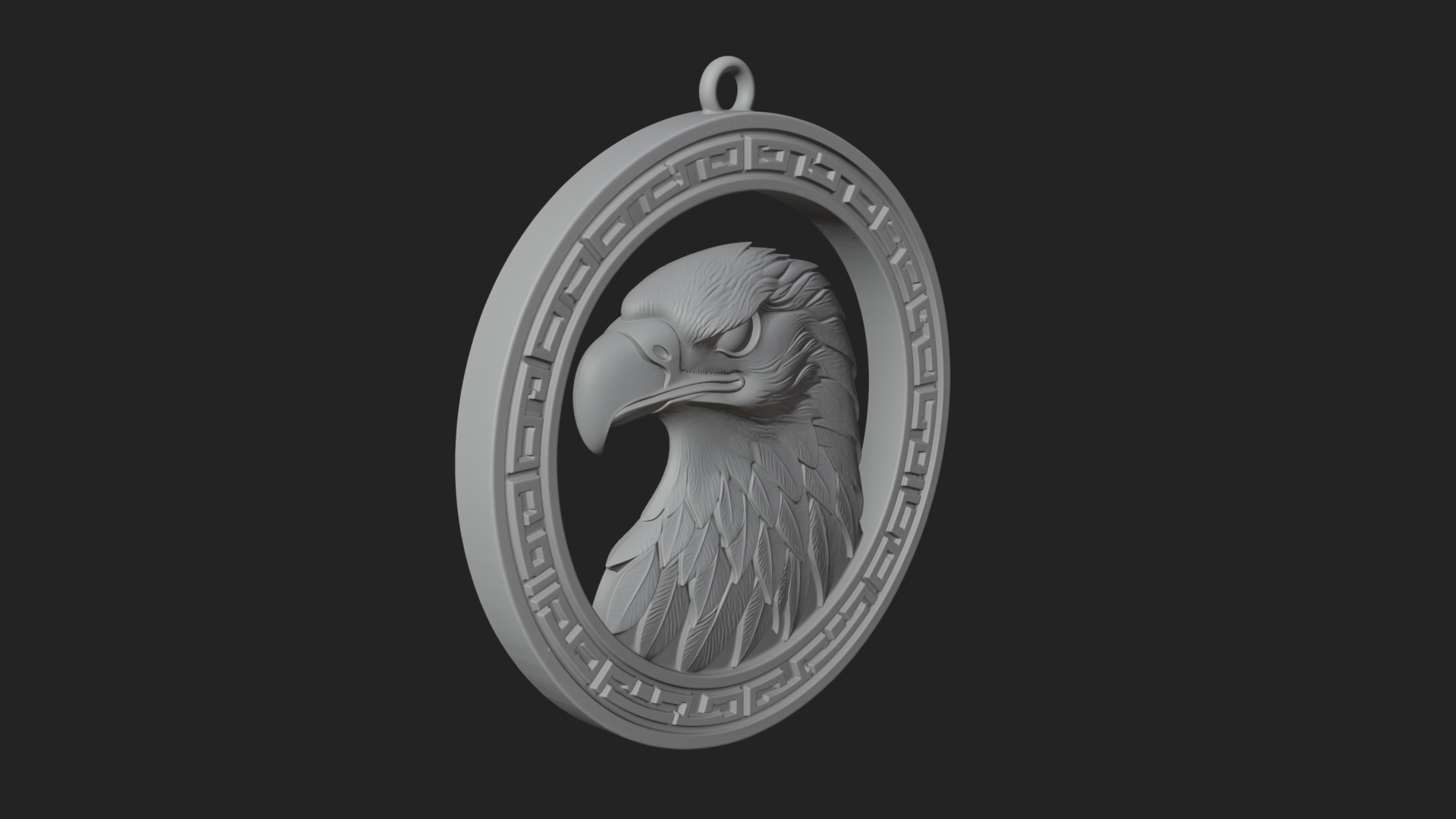 Eagle Head Oval Relief Plaque Design 1 3D Print Model 3D Model