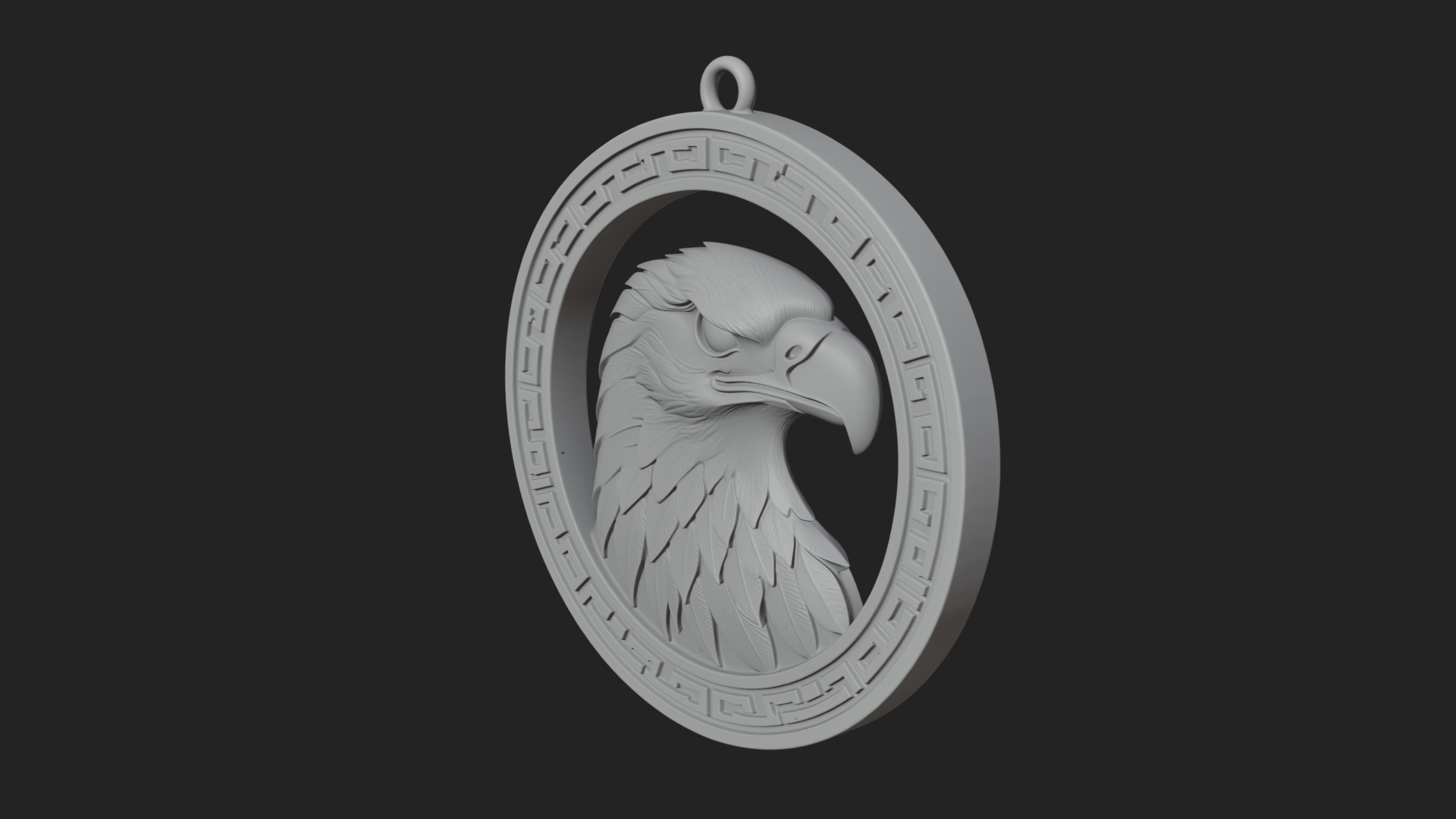 Eagle Head Oval Relief Plaque Design 1 3D Print Model 3D Model