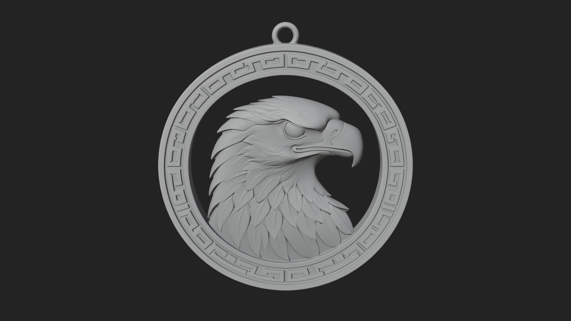 Eagle Head Oval Relief Plaque Design 1 3D Print Model 3D Model