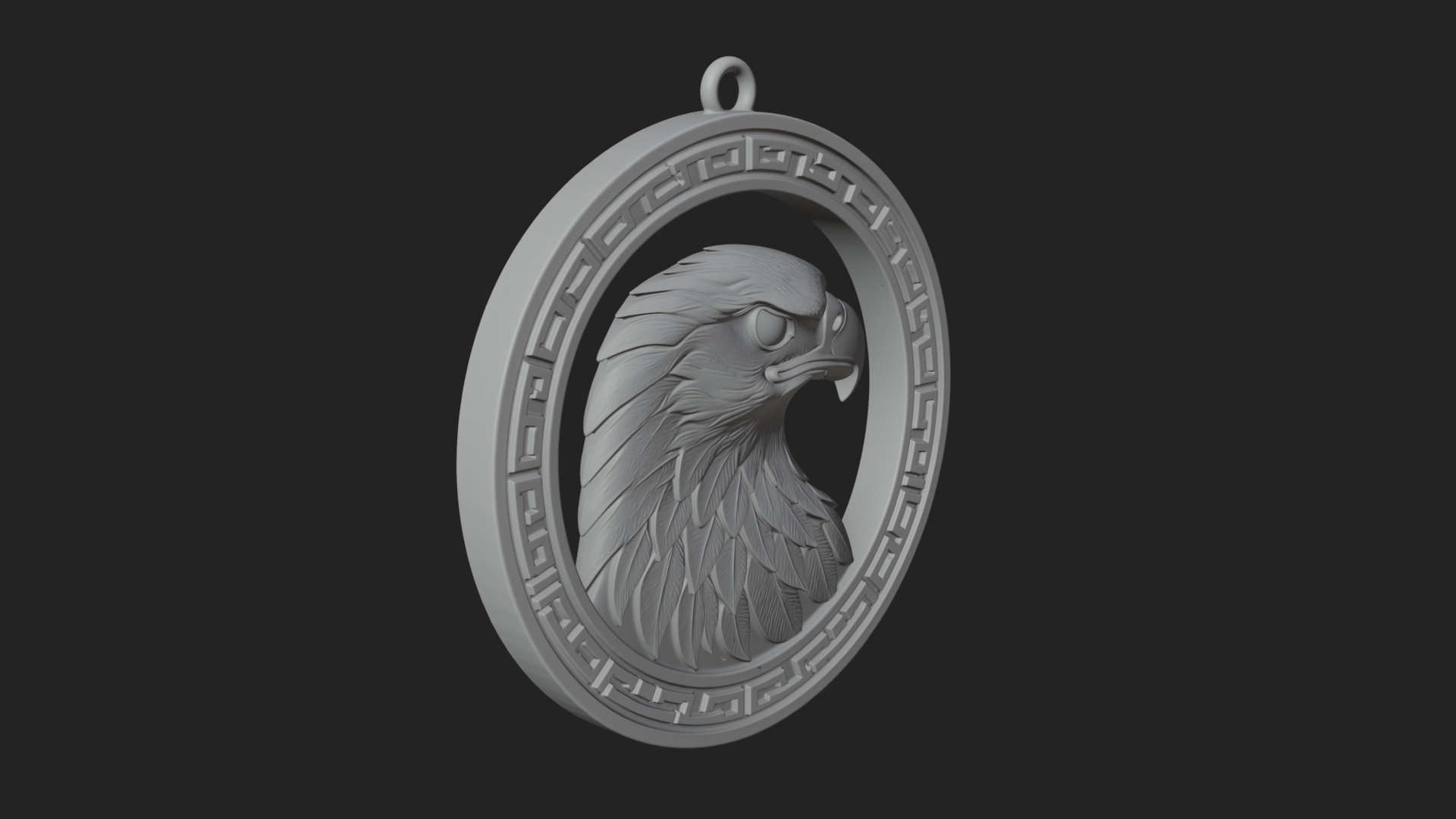 Eagle Head Oval Relief Plaque Design 1 3D Print Model 3D Model