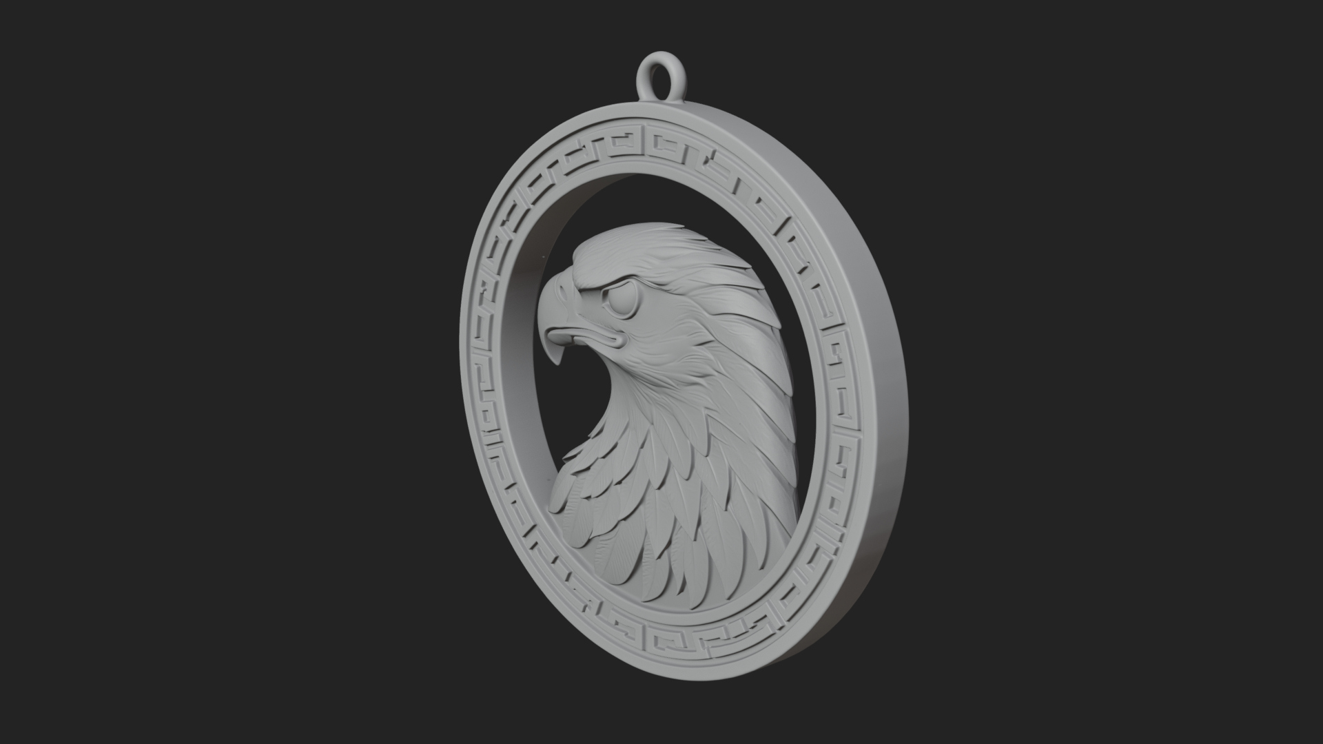 Eagle Head Oval Relief Plaque Design 1 3D Print Model 3D Model