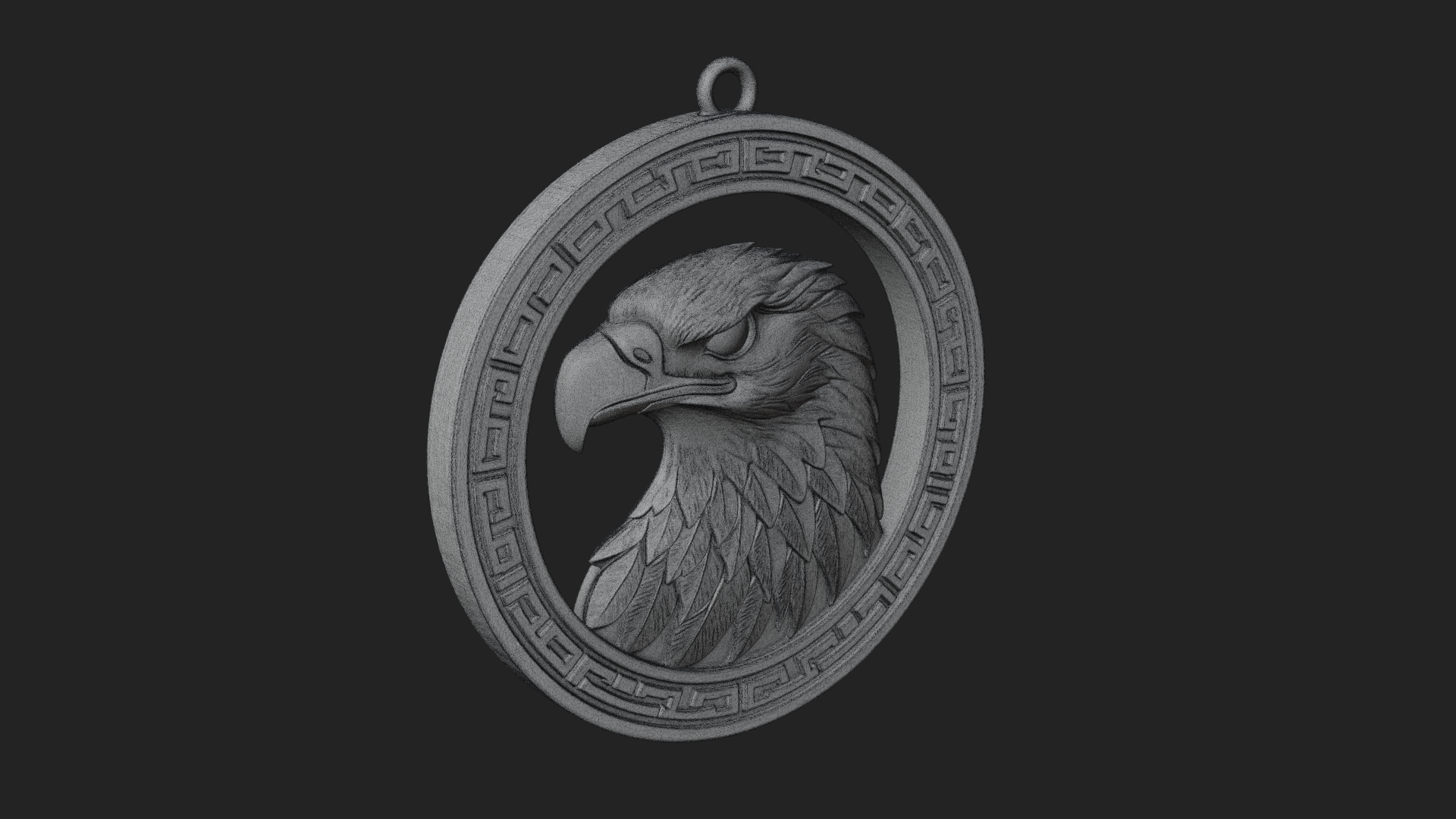 Eagle Head Oval Relief Plaque Design 1 3D Print Model 3D Model