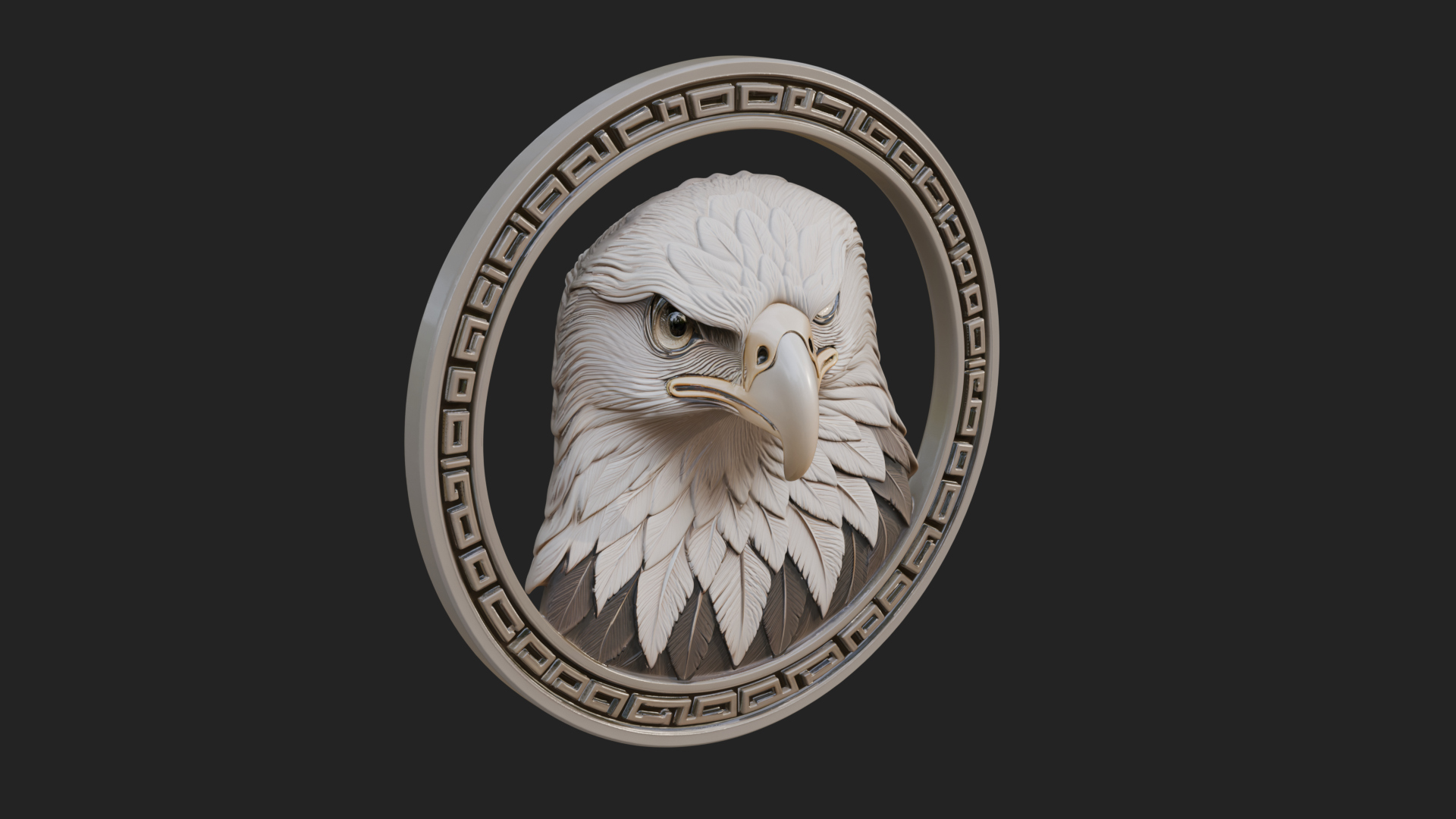 Eagle Head Oval Relief Plaque Design 2 3D Print Model 3D Model