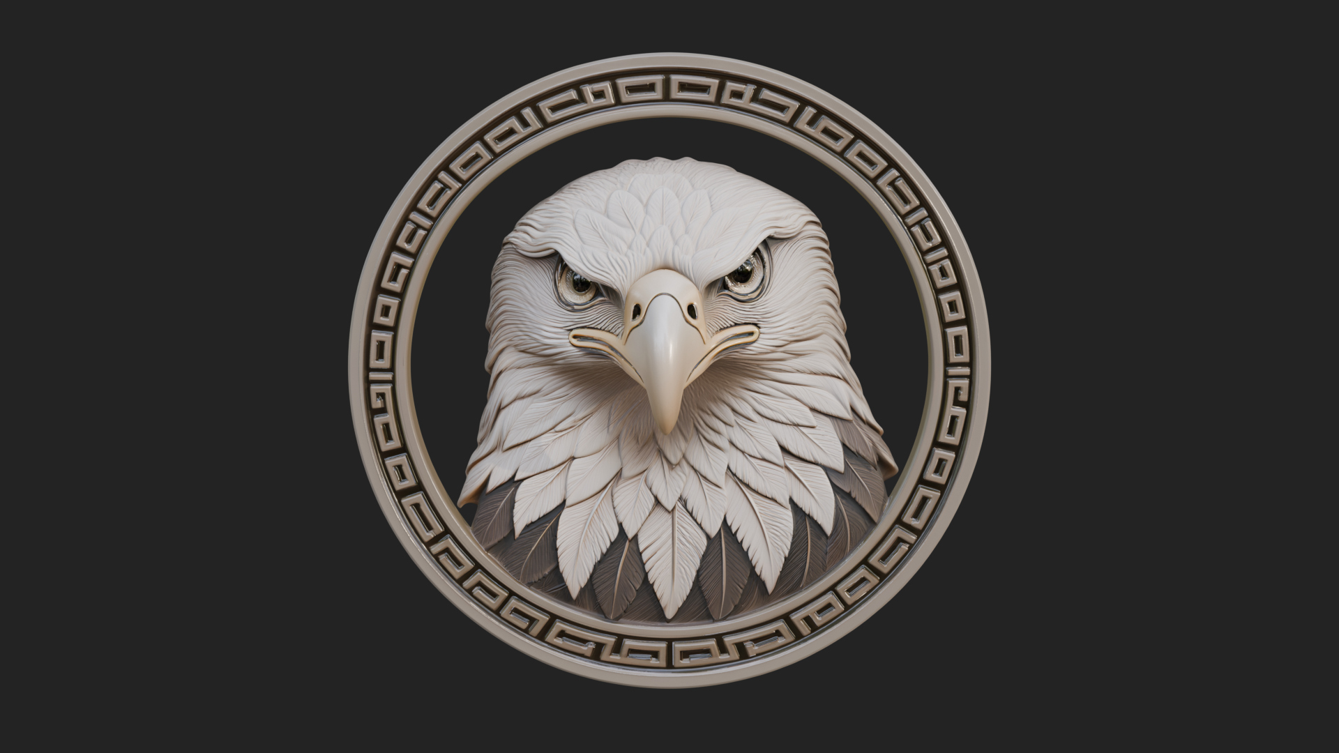 Eagle Head Oval Relief Plaque Design 2 3D Print Model 3D Model
