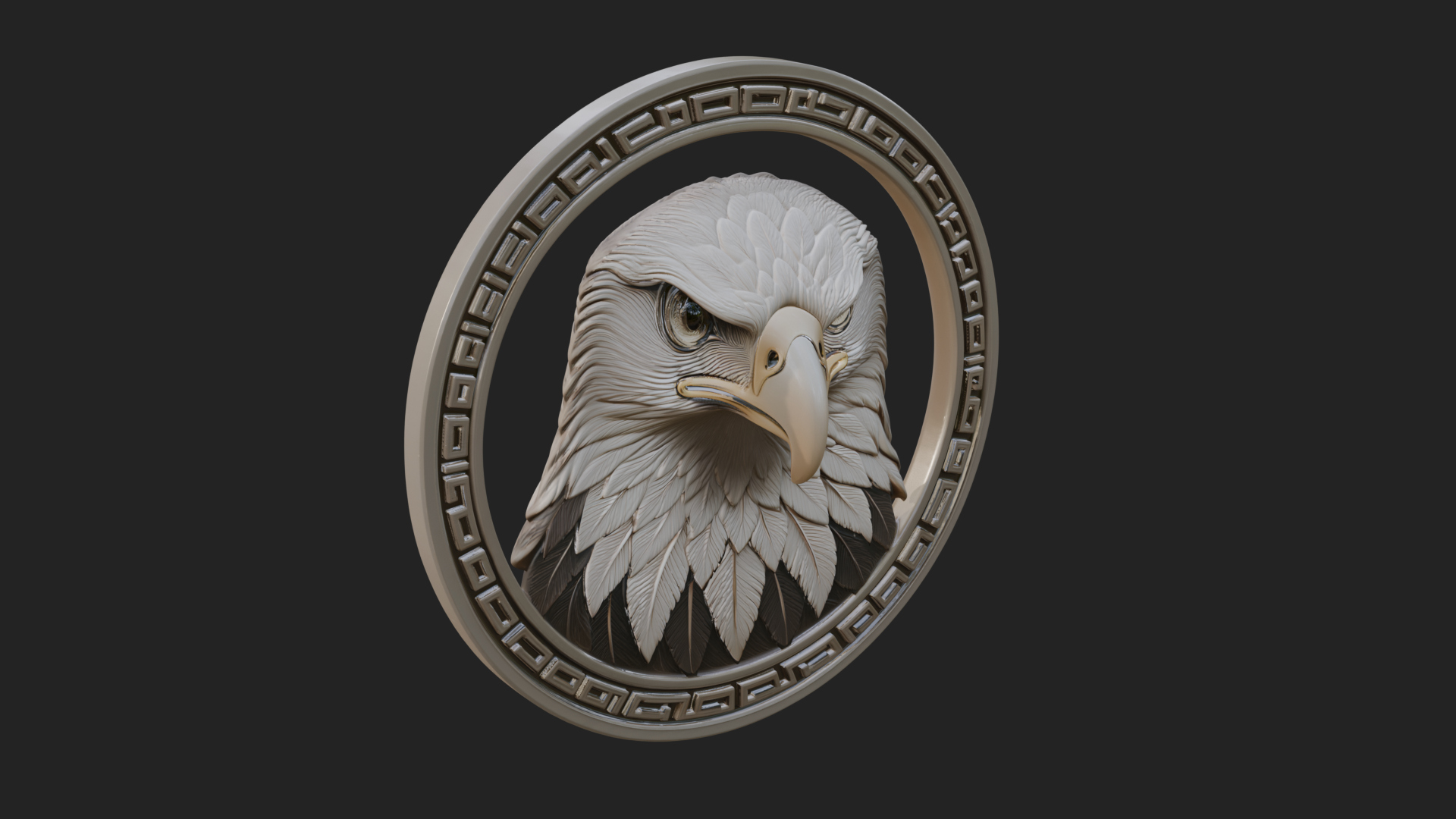 Eagle Head Oval Relief Plaque Design 2 3D Print Model 3D Model