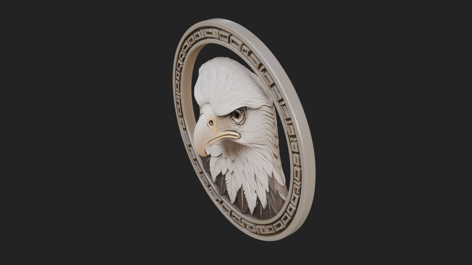 Eagle Head Oval Relief Plaque Design 2 3D Print Model 3D Model