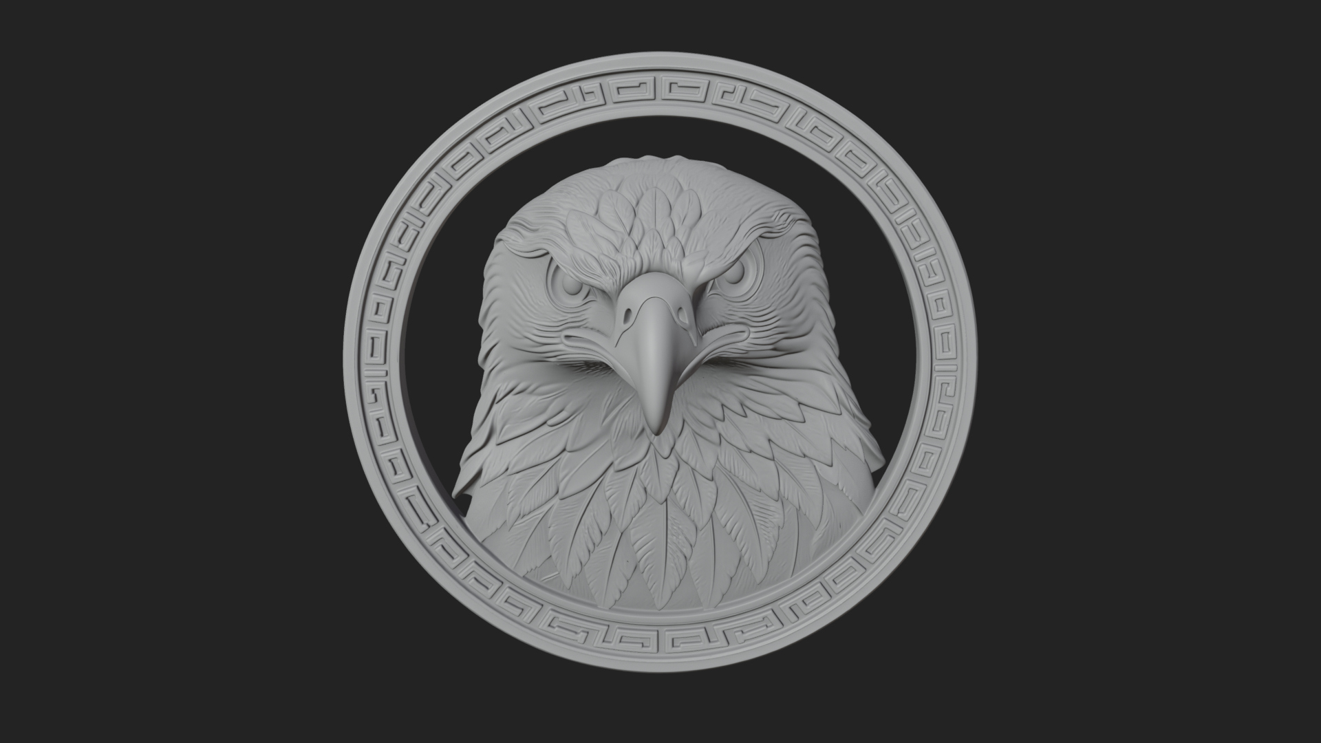 Eagle Head Oval Relief Plaque Design 2 3D Print Model 3D Model