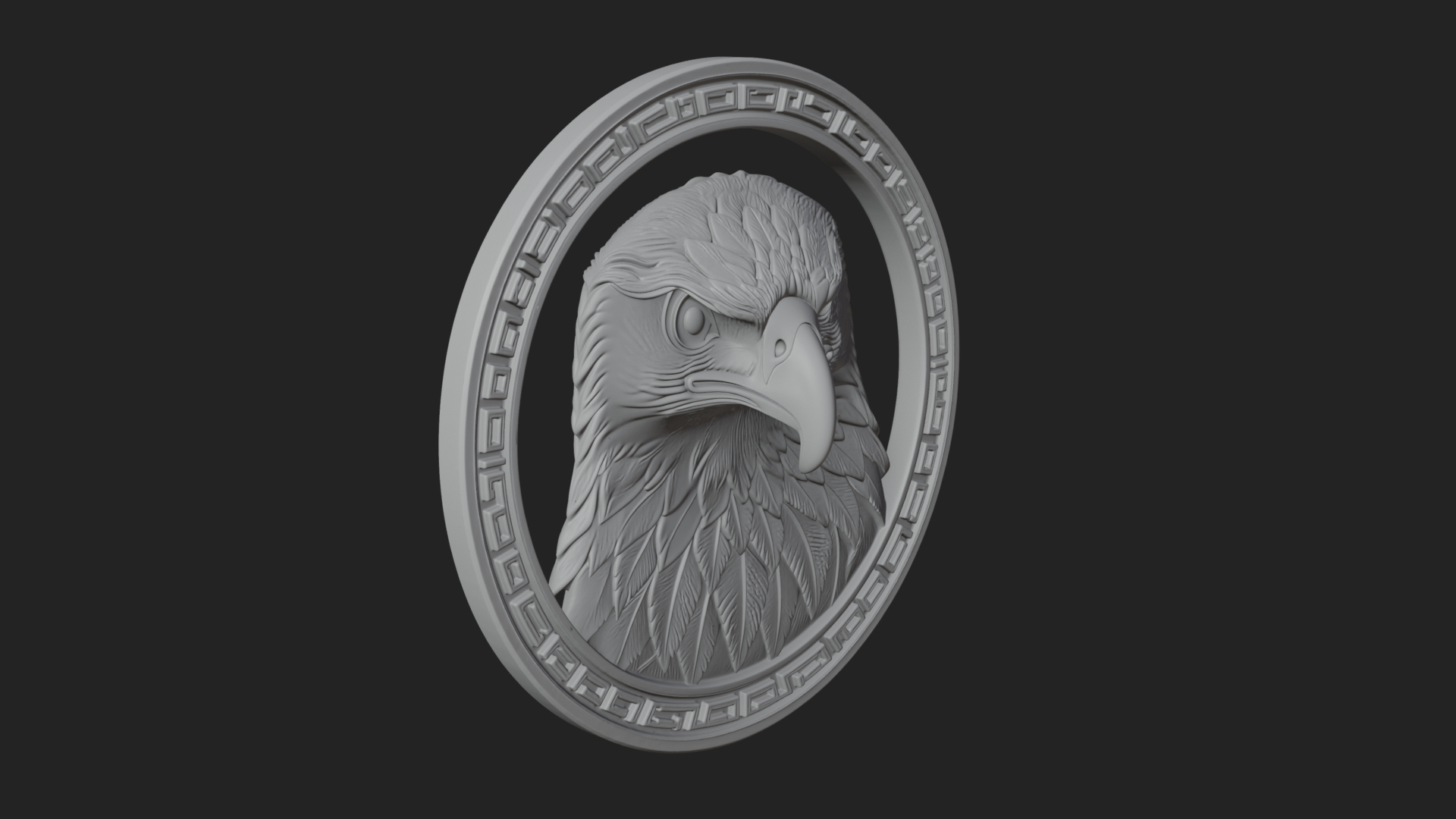Eagle Head Oval Relief Plaque Design 2 3D Print Model 3D Model
