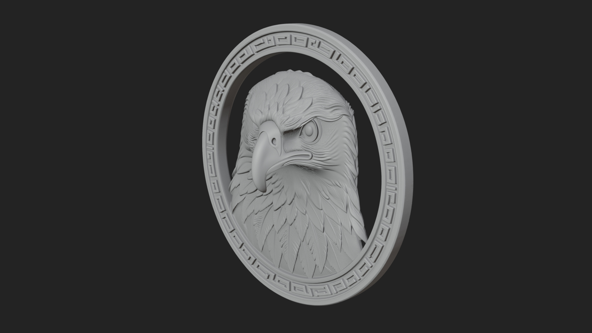 Eagle Head Oval Relief Plaque Design 2 3D Print Model 3D Model