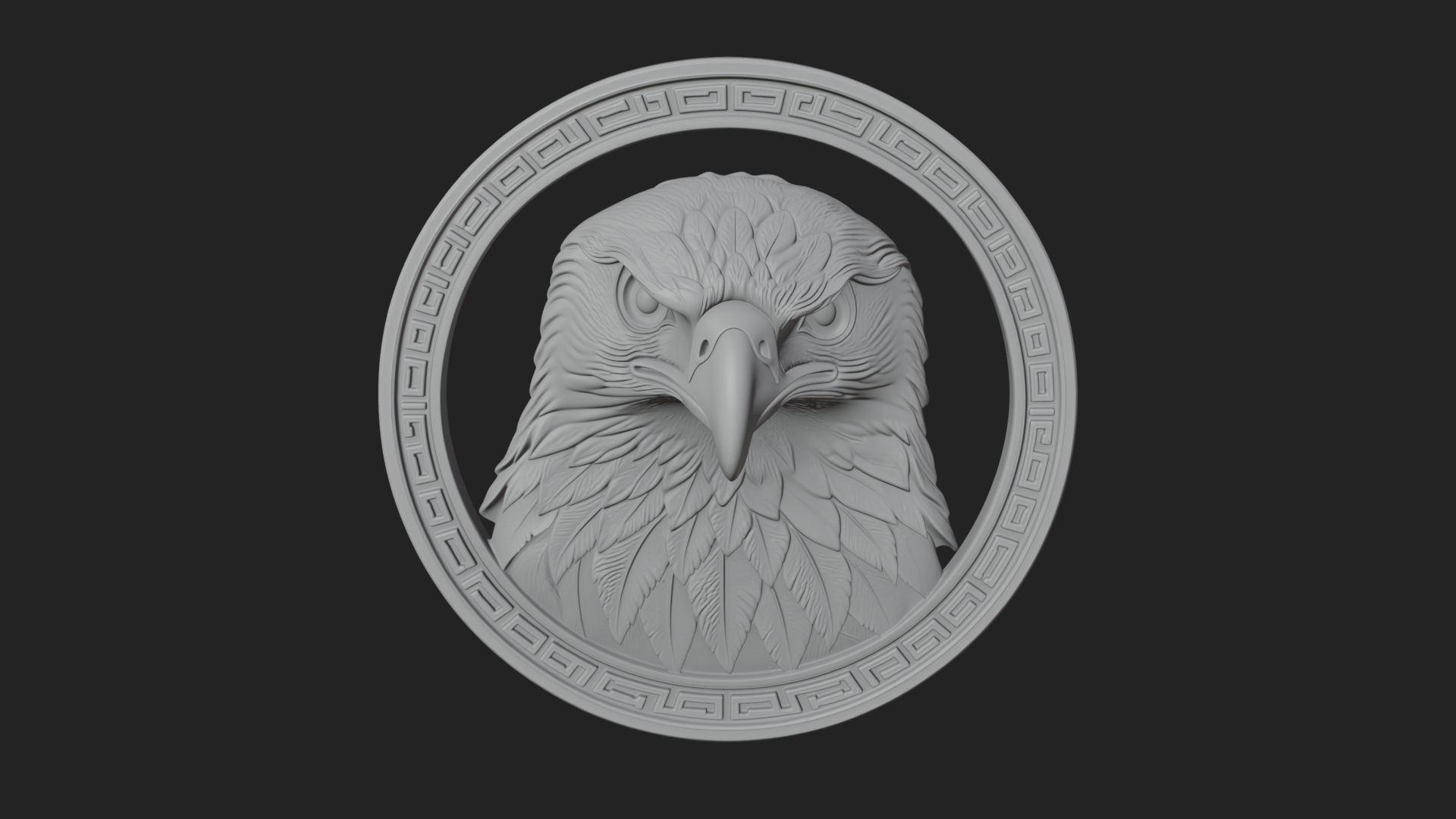 Eagle Head Oval Relief Plaque Design 2 3D Print Model 3D Model