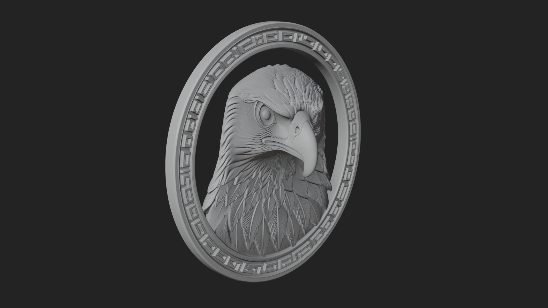 Eagle Head Oval Relief Plaque Design 2 3D Print Model 3D Model