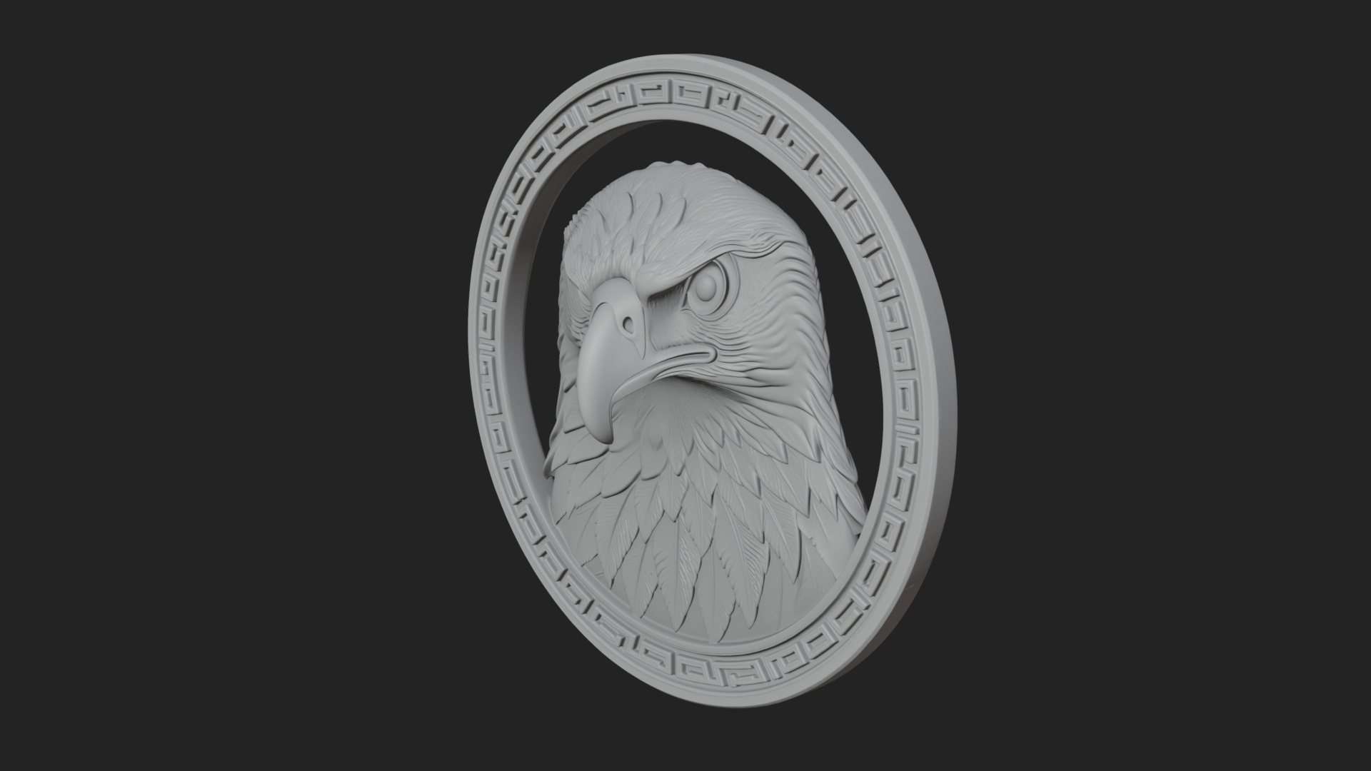 Eagle Head Oval Relief Plaque Design 2 3D Print Model 3D Model