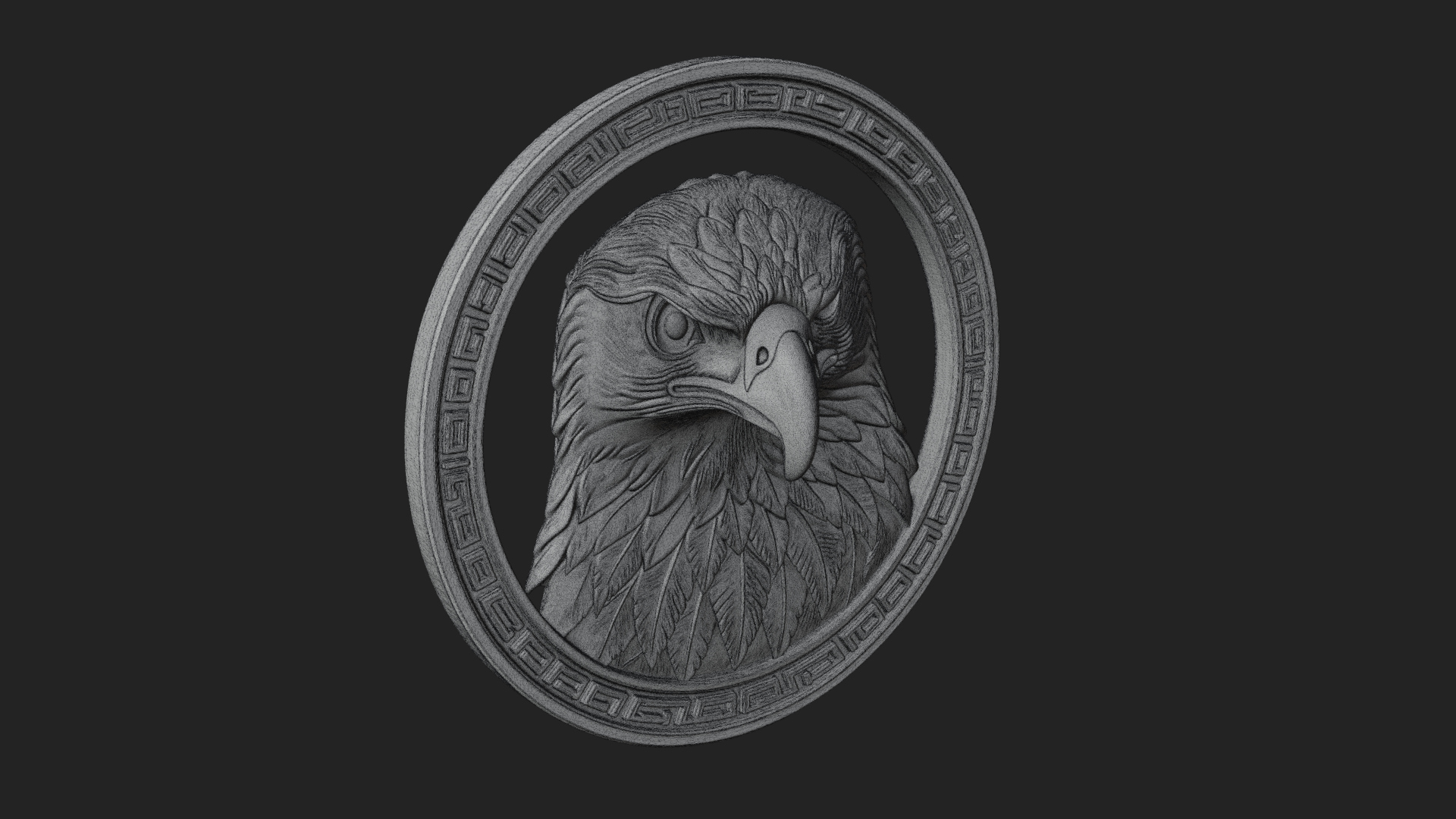 Eagle Head Oval Relief Plaque Design 2 3D Print Model 3D Model