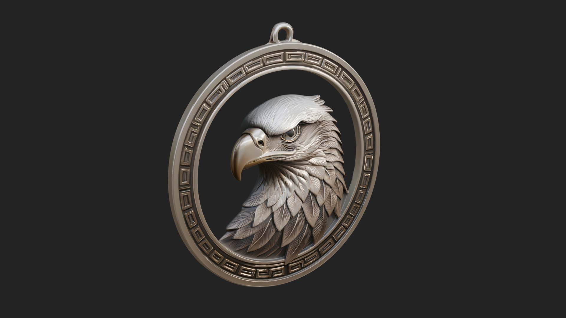 Eagle Head Oval Relief Plaque Design 3 3D Print Model 3D Model