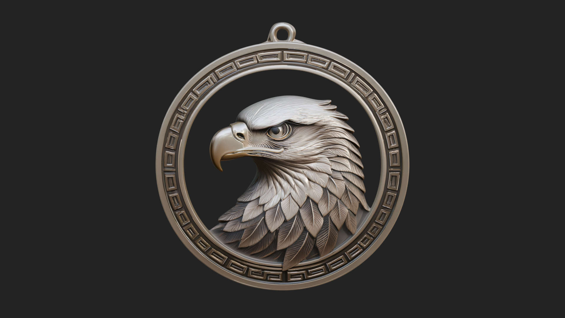 Eagle Head Oval Relief Plaque Design 3 3D Print Model 3D Model