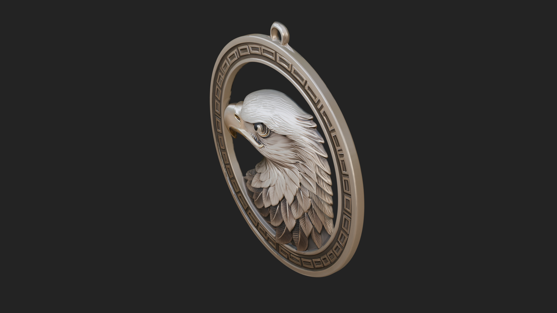 Eagle Head Oval Relief Plaque Design 3 3D Print Model 3D Model