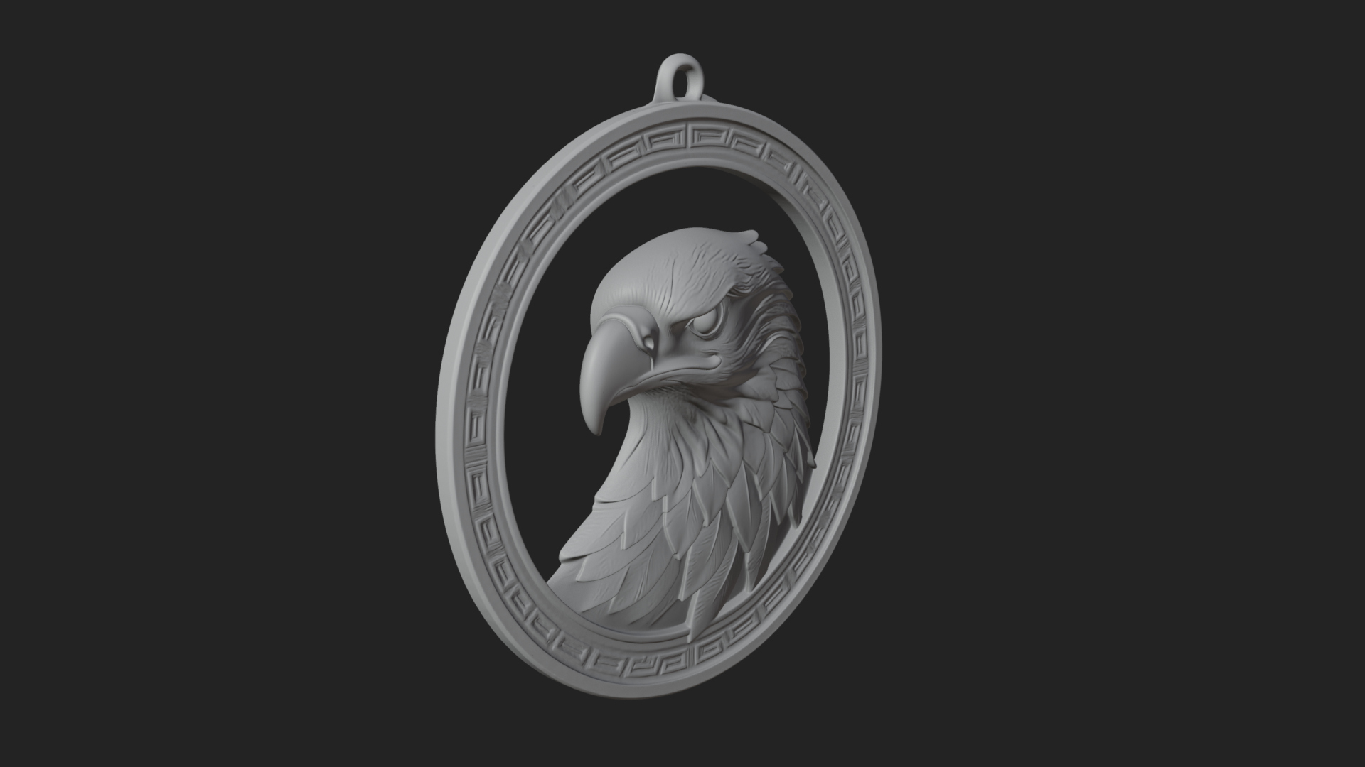 Eagle Head Oval Relief Plaque Design 3 3D Print Model 3D Model