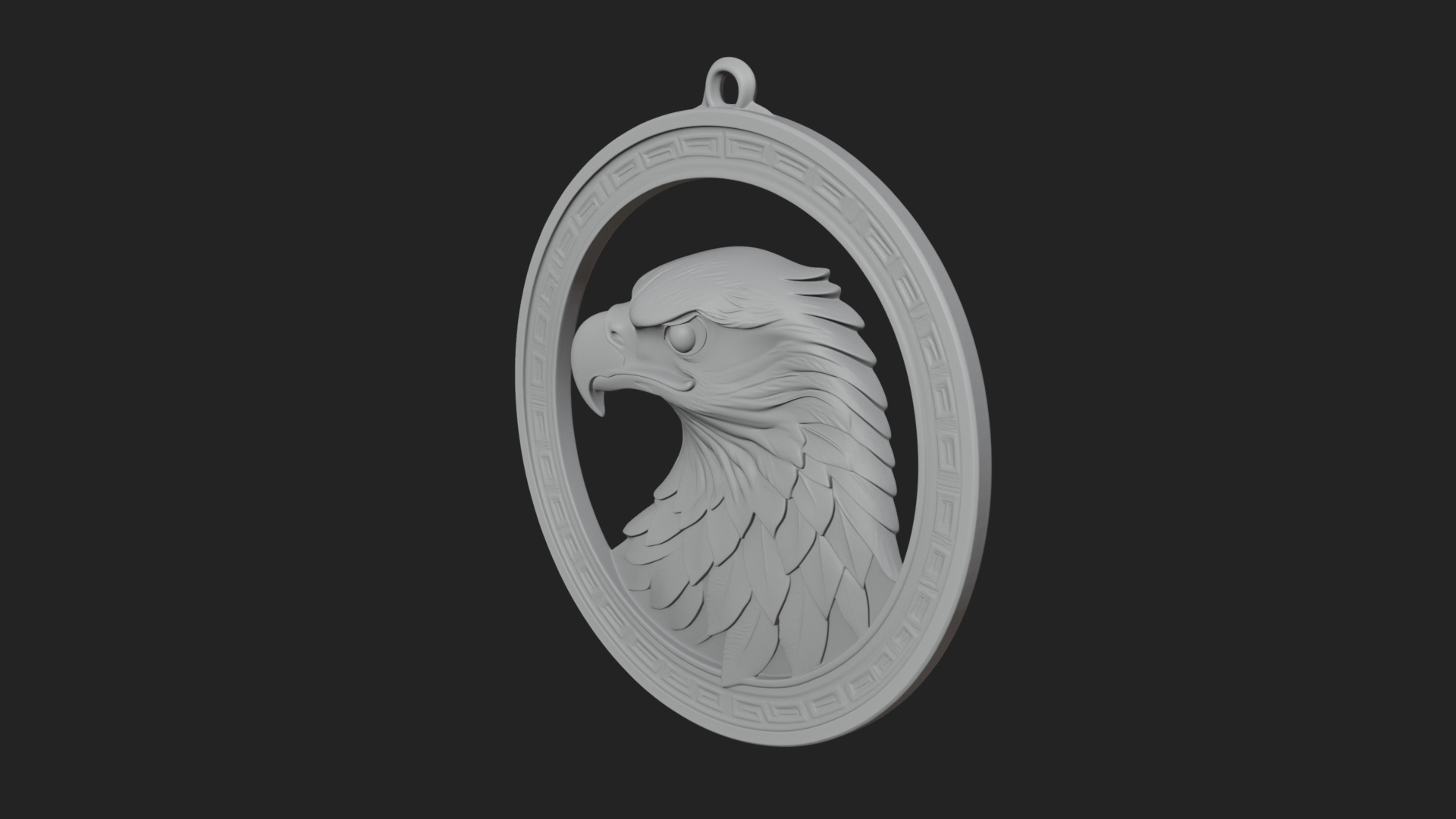 Eagle Head Oval Relief Plaque Design 3 3D Print Model 3D Model