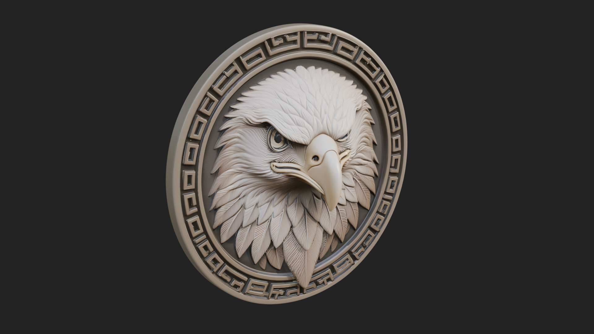 Eagle Head Oval Relief Plaque Design 4 3D Print Model 3D Model