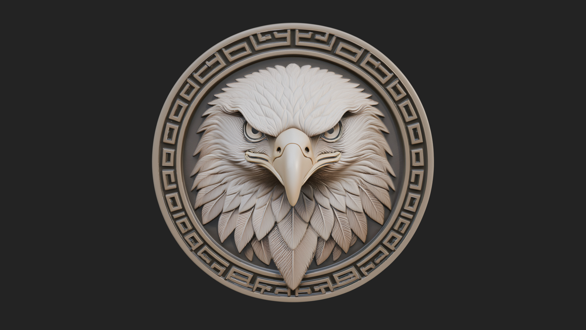 Eagle Head Oval Relief Plaque Design 4 3D Print Model 3D Model