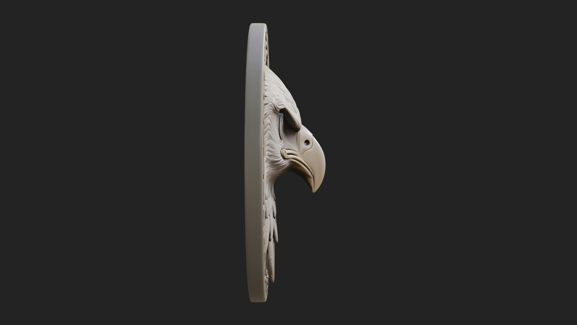Eagle Head Oval Relief Plaque Design 4 3D Print Model 3D Model