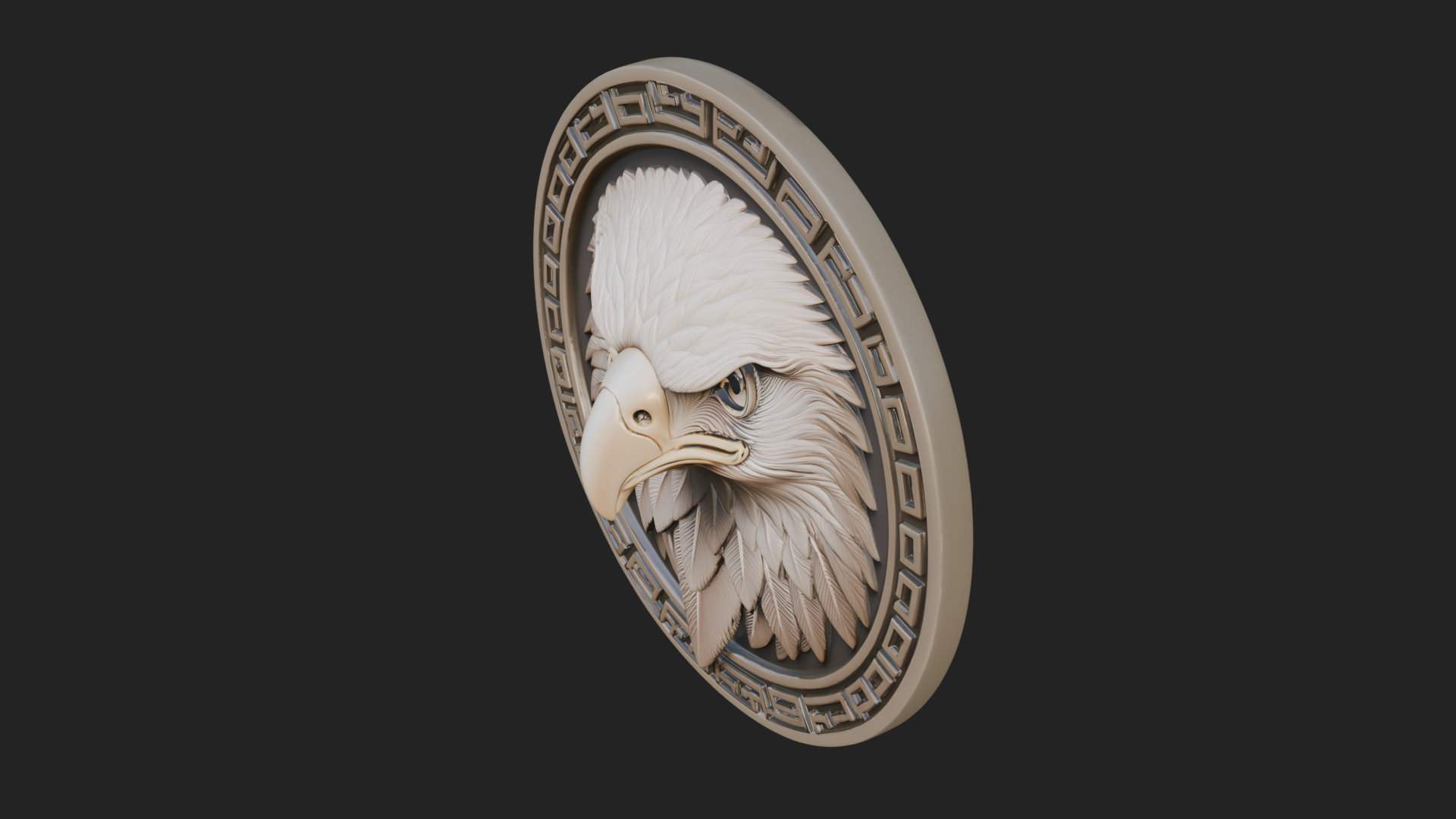 Eagle Head Oval Relief Plaque Design 4 3D Print Model 3D Model